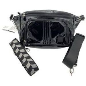 Black Men's Crossbody Bag - Sleek Patent Finish